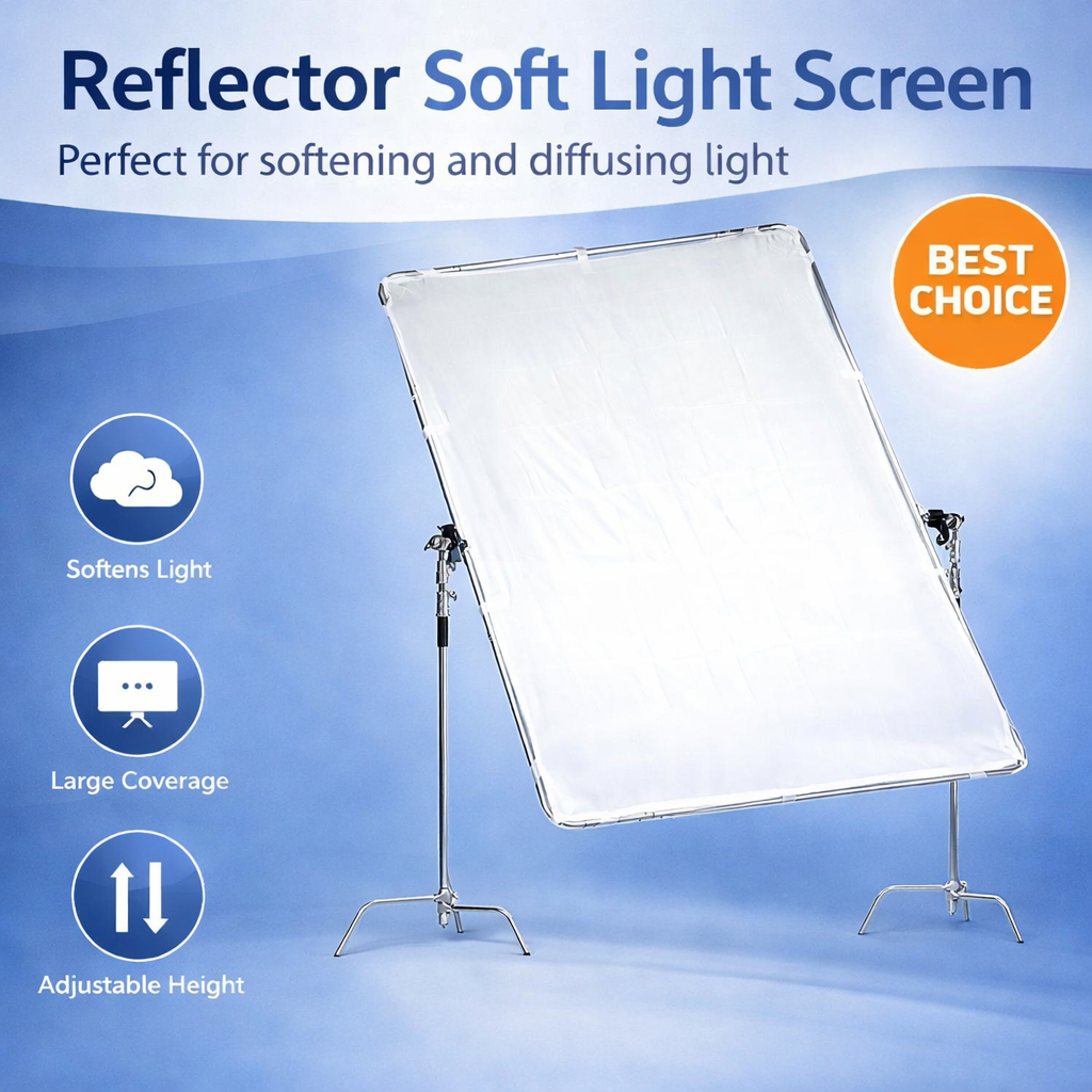 TaffSTUDIO Reflector Soft Light Reflektor Besar Screen Rotating 1.5x2M dengan Tripod Stand C Shape A