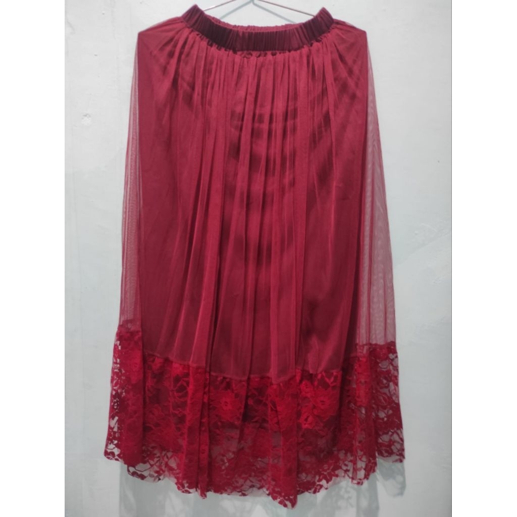 Rok Tile warna Merah Maroon (REALPICT)