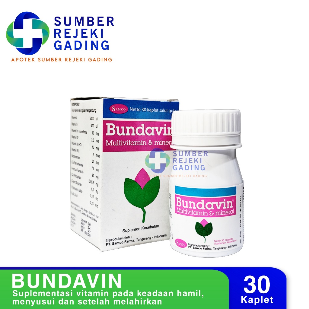 Bundavin Multivitamin Ibu Hamil Menyusui Pot 30 Tablet