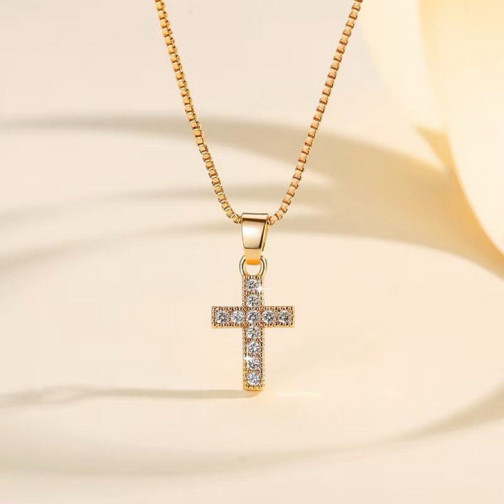 KALUNG WANITA TITANIUM ITALY FREE LIONTIN SALIB PERMATA