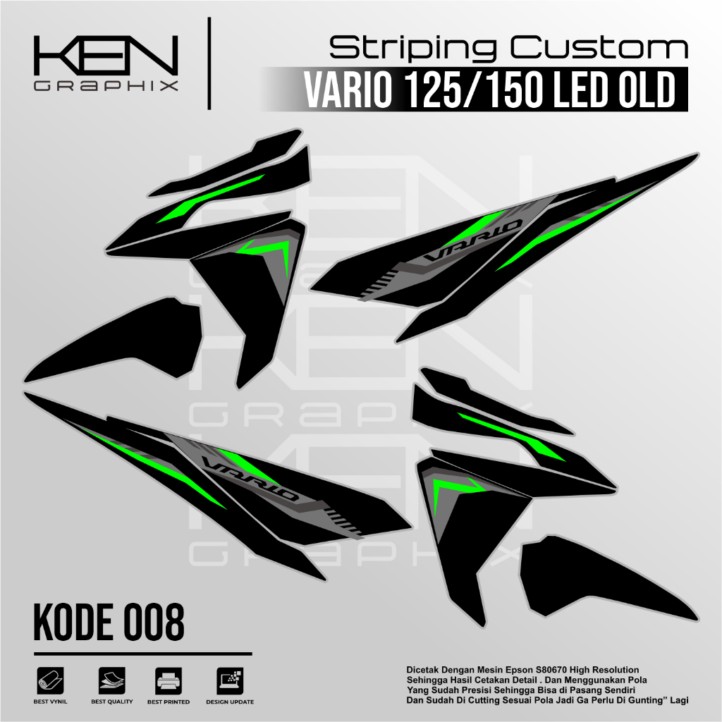 STICKER MOTOR VARIO 125/150 LED OLD/LIST MOTROR VARIO 125 LAMA/ VARIASI VARIO 125/150 KODE 008