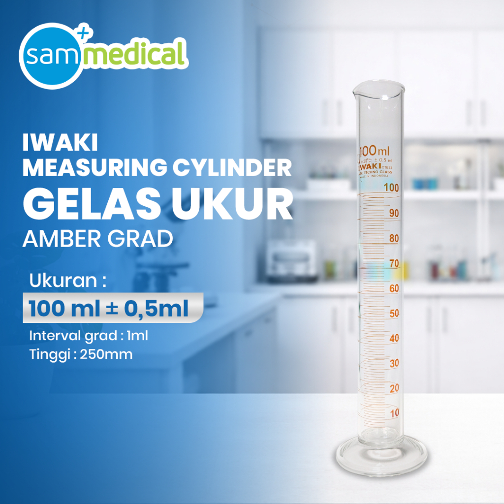 IWAKI Pyrex Gelas Ukur Measuring Cylinder Gelas Takar - 100 ml