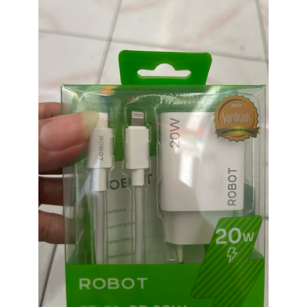 Charger Robot RT-F6 USB lightning 20W Original - Cepat & Aman