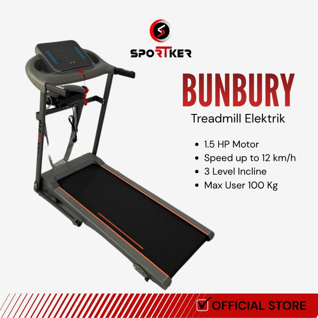Bunbury Treadmill Elektrik | Treadmill Elektrik | Alat Olahraga | Walking Pad | Alat Fitness