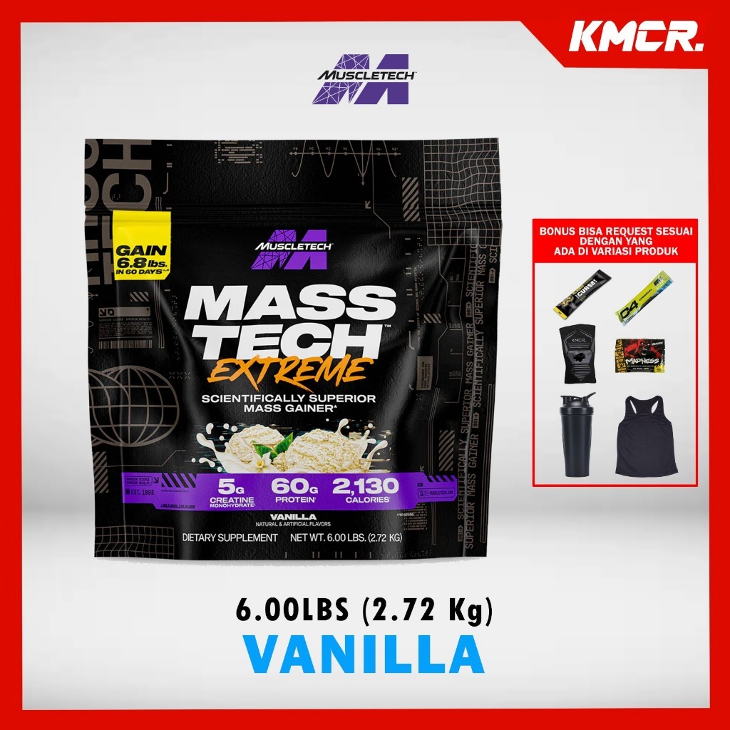 MUSCLETECH MASSTECH EXTREME 2000 6 LB  2.7kg MASS GAINER BULKING - KMCR CANGGU