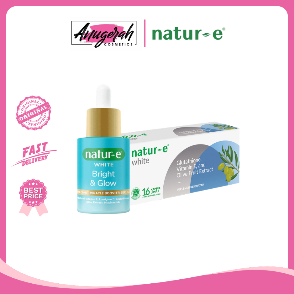 [BUNDLE] Natur-E White Bright & Glow Radiant Miracle Booster Serum 20ml + White 32s Soft Capsule sup