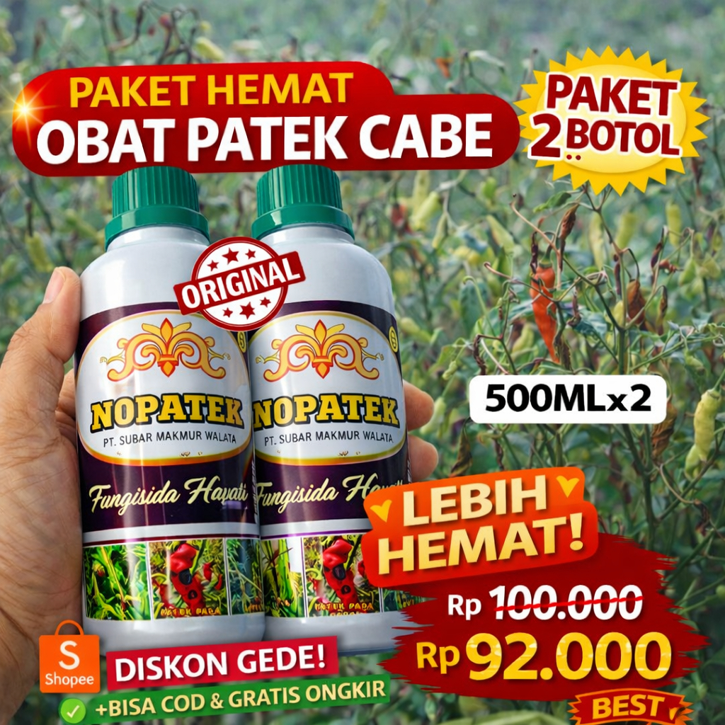 NOPATEK Obat Patek Cabe 500ml x2 Fungisida Antraknosa Cabe Ampuh Cepat