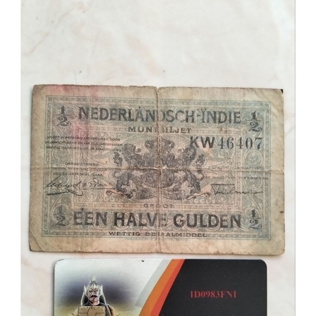 1/2 een halve gulden 0,5 Nederlandsch indie 1920 jaman Belanda asli