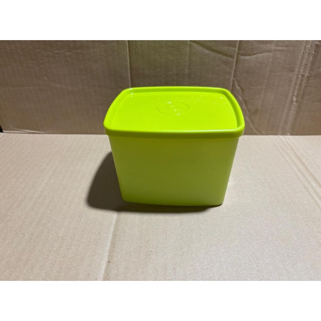 green medium square round tupperware