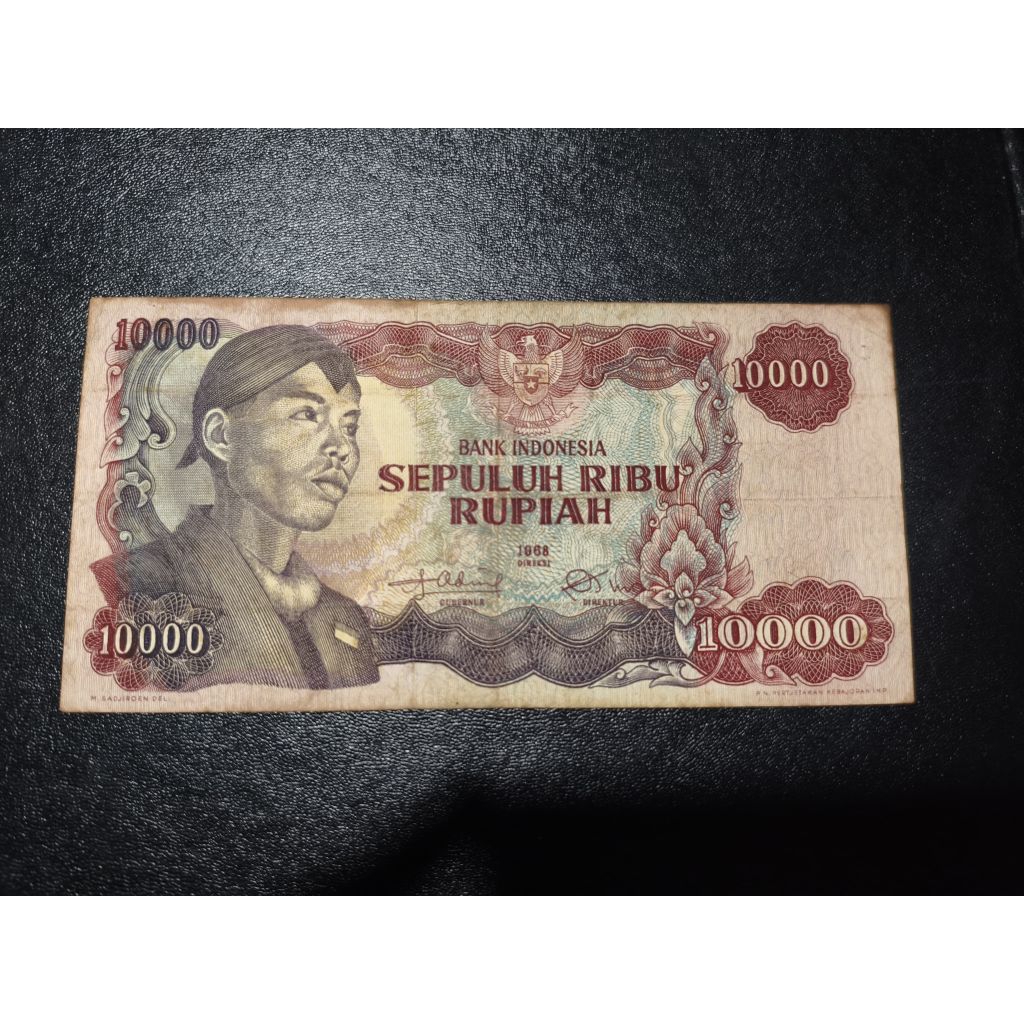 Uang kertas kuno 10.000 rupiah seri Soedirman tahun 1968
