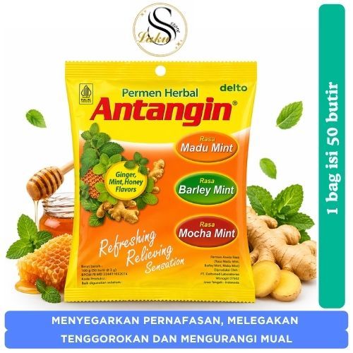 Antangin Permen Herbal Bag 50 Butir - Pelega Tenggorokan dengan Jahe Madu & Licorice - Menyegarkan &