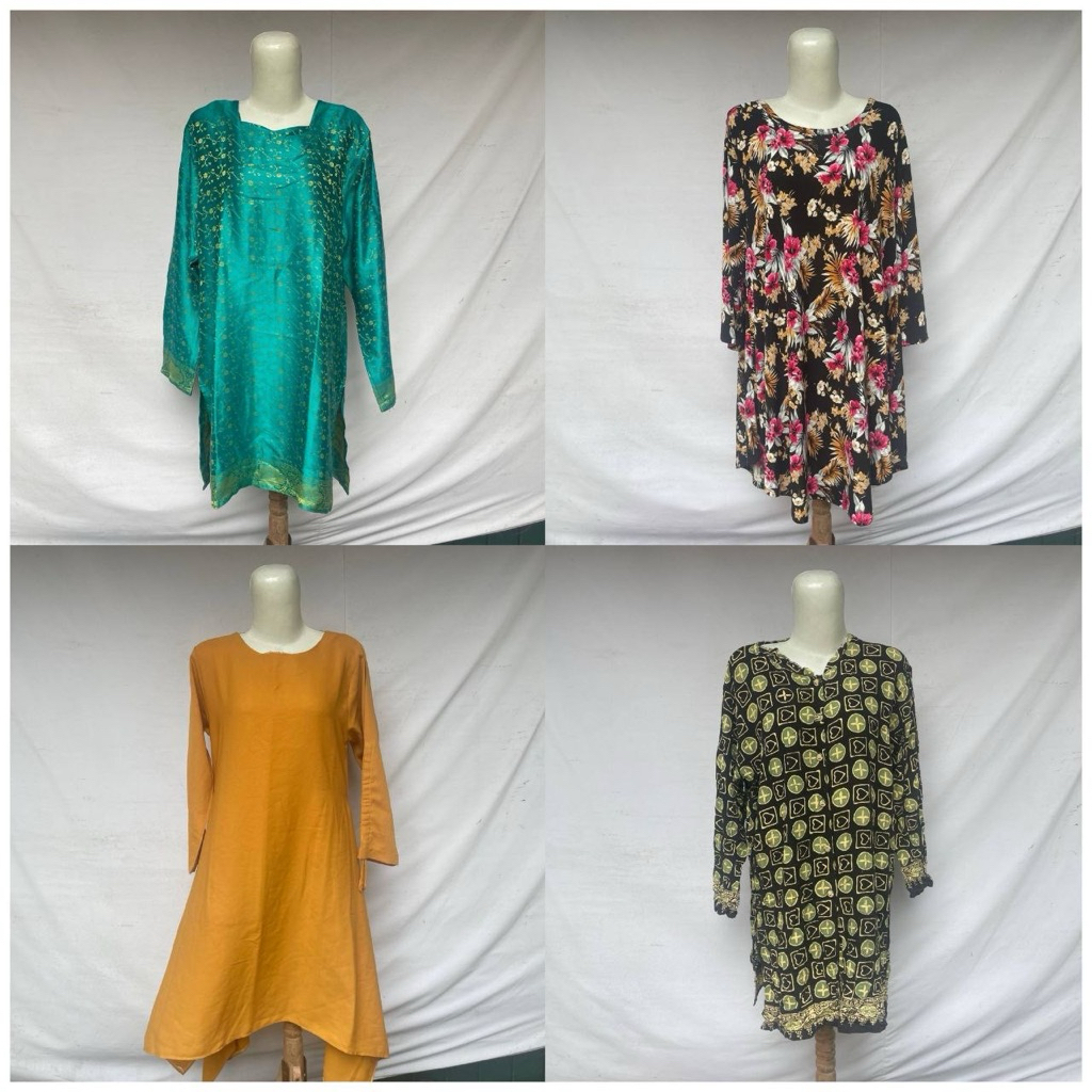 (Katalog 43) Tunik Polos Jumbo Atasan Muslim Wanita Tunik Wanita Blouse Katun Motif