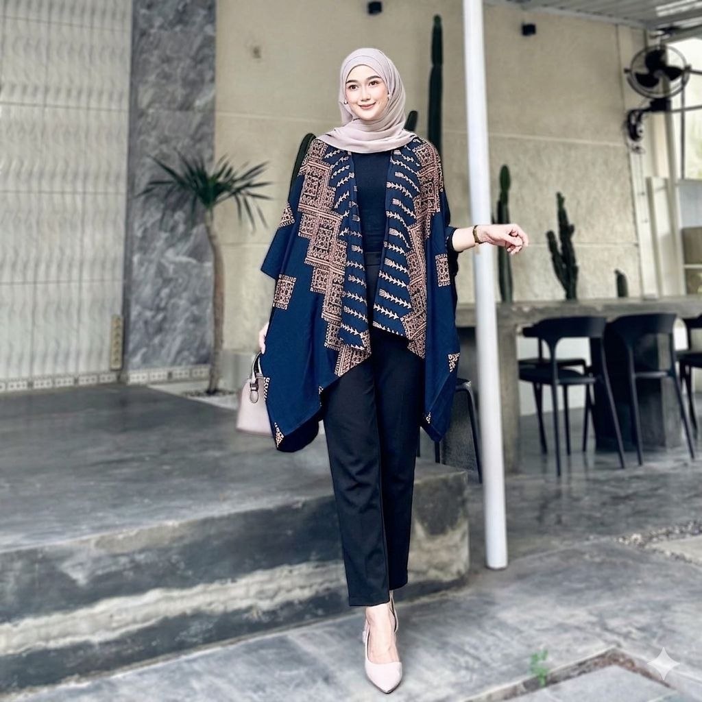 Cardigan Batik Wanita One Set Rok Lilit Baju Kondangan Kekinian Outer Batik Kimono Set Kebaya Modern