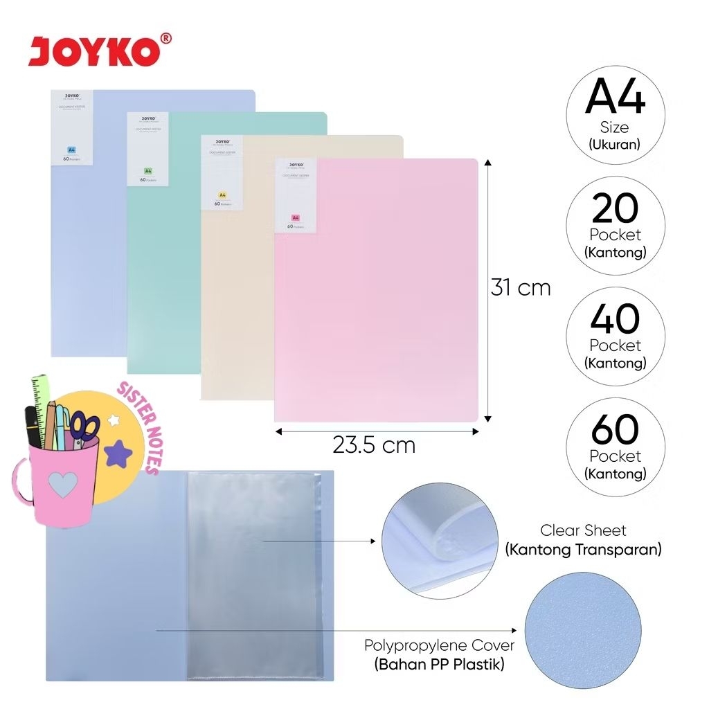 SISTER NOTES / Joyko Document Keeper / Holder Map Joyko / Map File Dokumen / Folder Dokumen / Map Jo