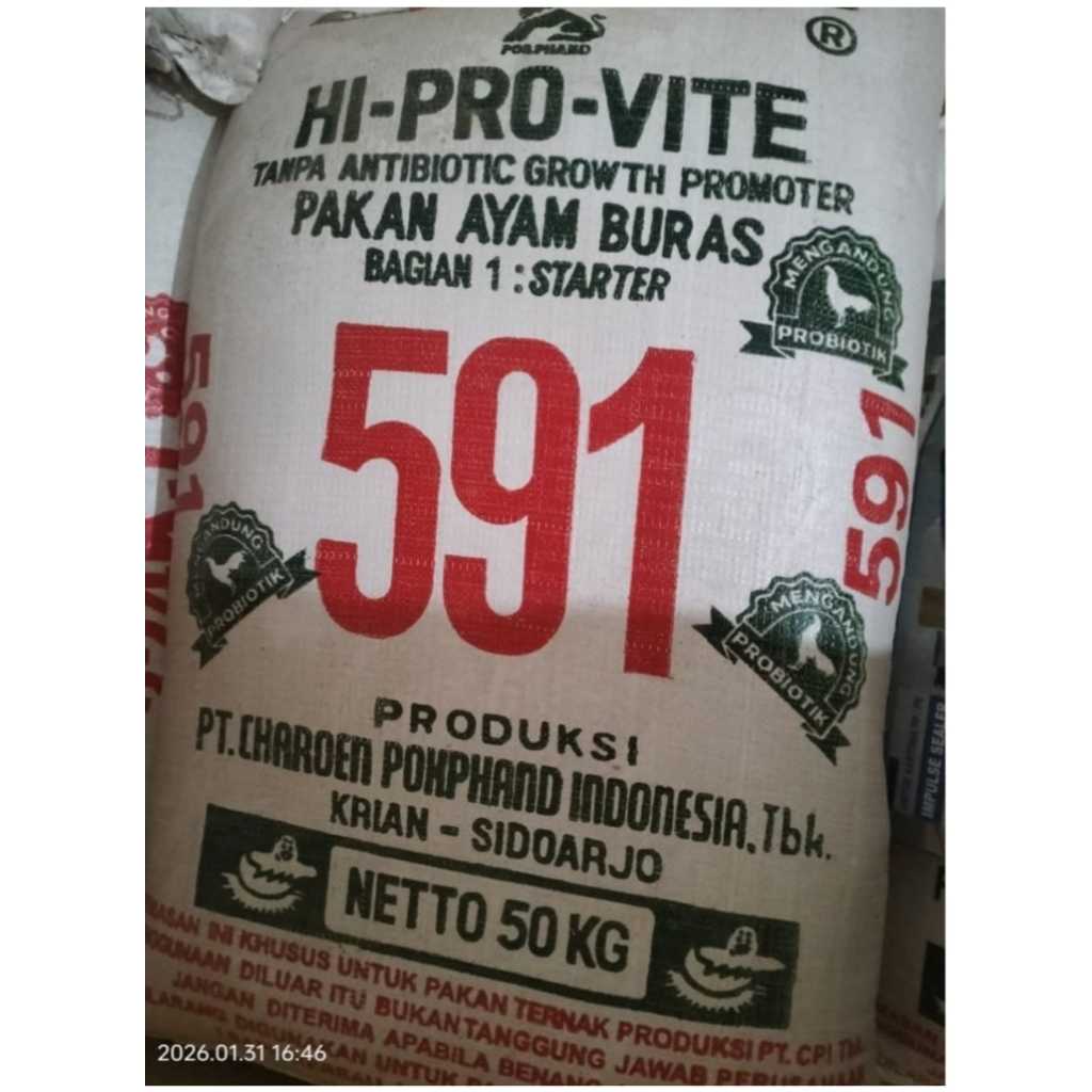 HI PRO VITE 591-592-593-594 PAKAN AYAM BANGKOK DEWASA DAN ANAKAN PUR AYAM 20 KILO