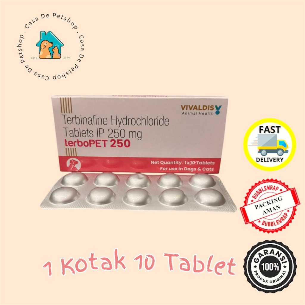 Vivaldis TerboPET 250 Obat Jamur Anjing Kucing - Atasi Kurap Gatal Jamur Kulit merah - 1 Kotak 10 Ta