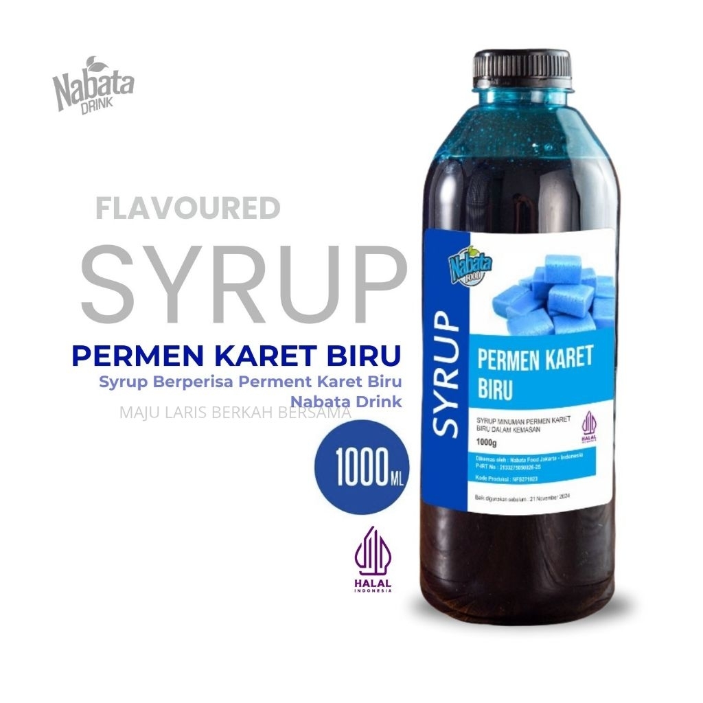 Syrup Permen Karet Biru 1liter | Sirup Buble Gum viral 1000ml