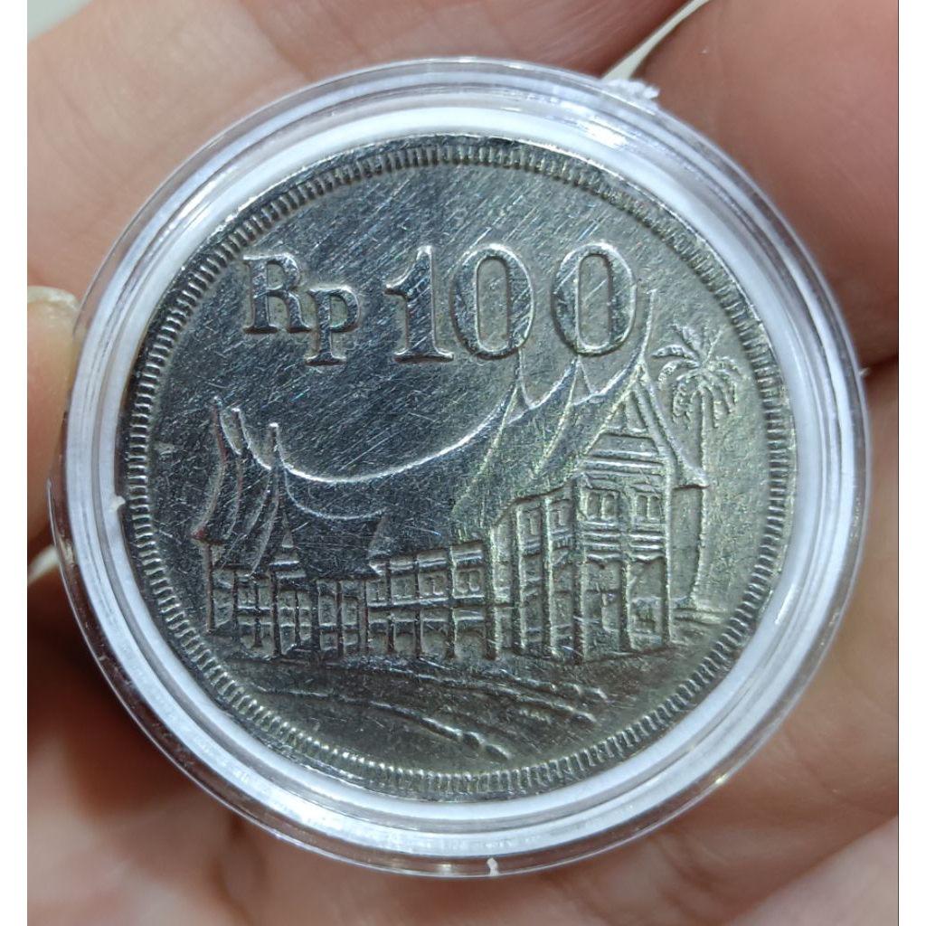 uang logam Kuno 100rupiah rumah gadang tebal