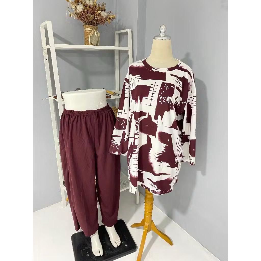 SETELAN BAJU WANITA JUMBO LD 130 | BAHAN VOXY