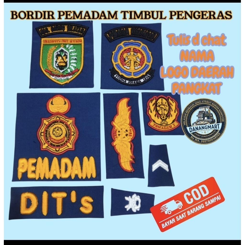 TERLARIS Atribut bordir timbul damkar pake pengeras