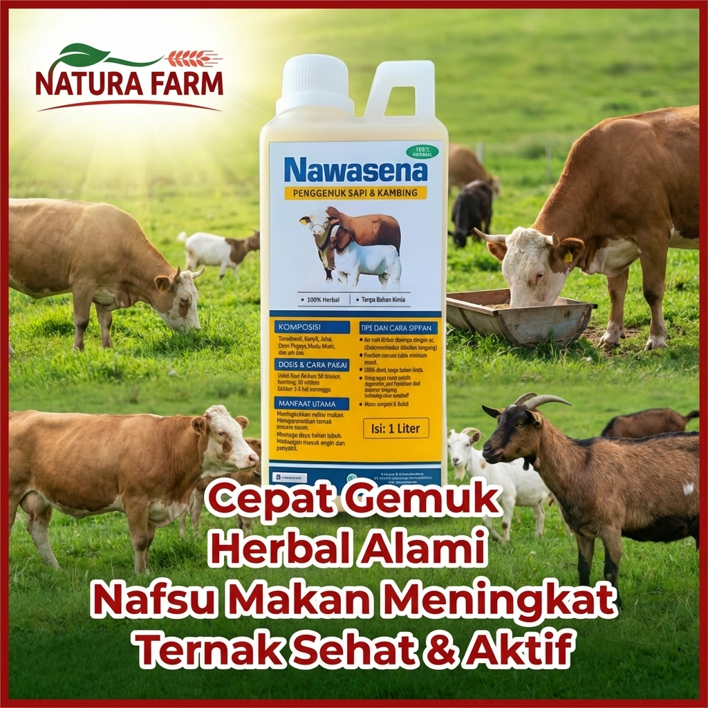 NAWASENA 1LVitamin Sapi Penggemuk Cepat Gemuk   - Suplemen Herbal B Complex Sapi PO & Lokal