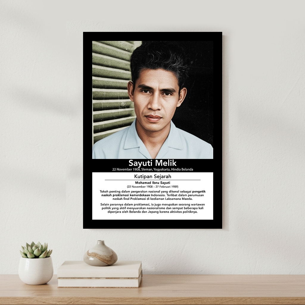 TE Studio - Dekorasi Dinding Poster Sejarah Indonesia Sayuti Melik Pengetik Teks Proklamasi Pajangan