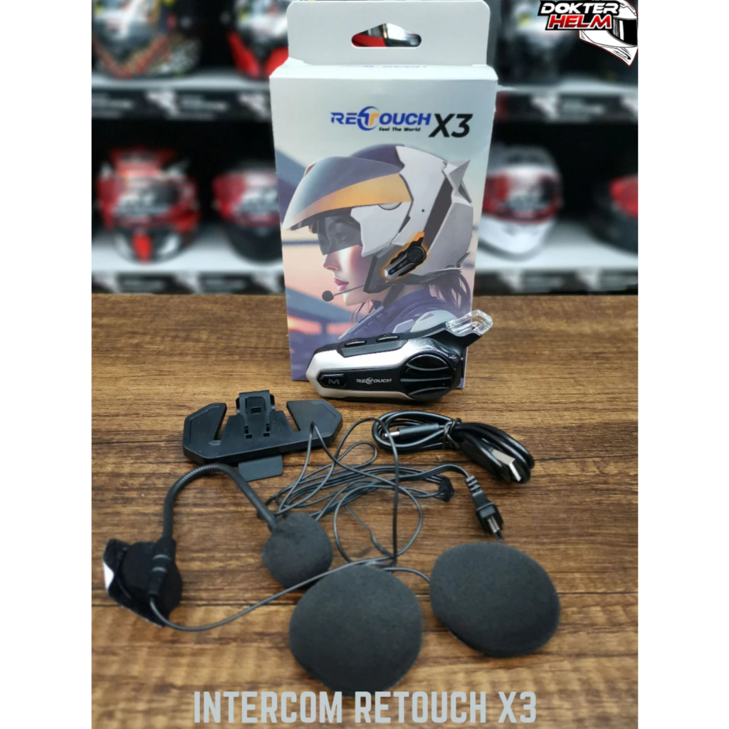 HEADSET HELM BLUETOOTH WIRELESS INTERCOM MERK RETOUCH X3 BERGARANSI 12 BULAN