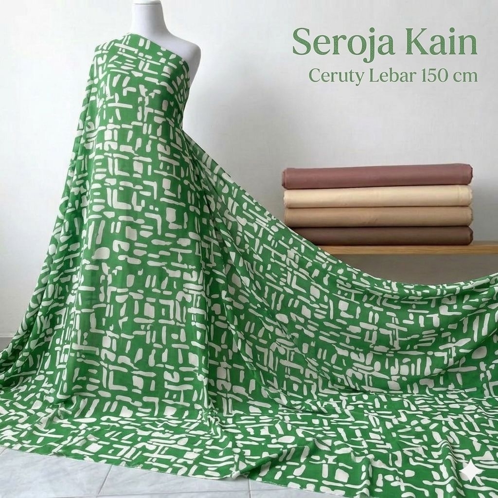 Kain Sifon Ceruti Print Putih Motif Abstrak Premium Meteran | Bahan Jilbab Segiempat Syar'i Spt