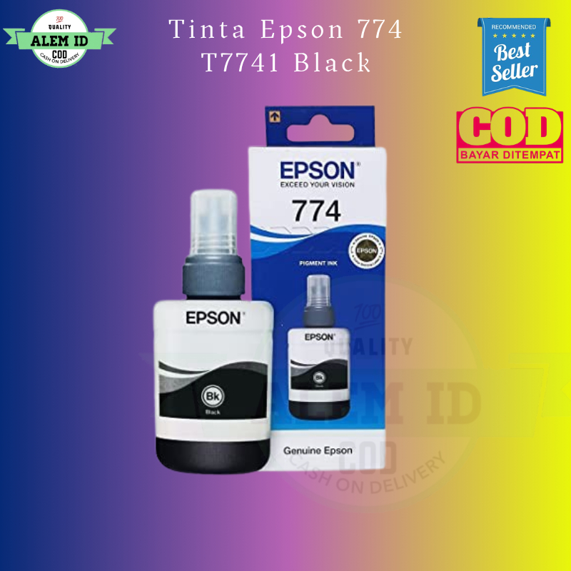 EPSON Tinta Printer T774/T7741 140ml Ori Untuk M100 M200 Pigment 5000 Lembar  Tinta Epson 774 Black