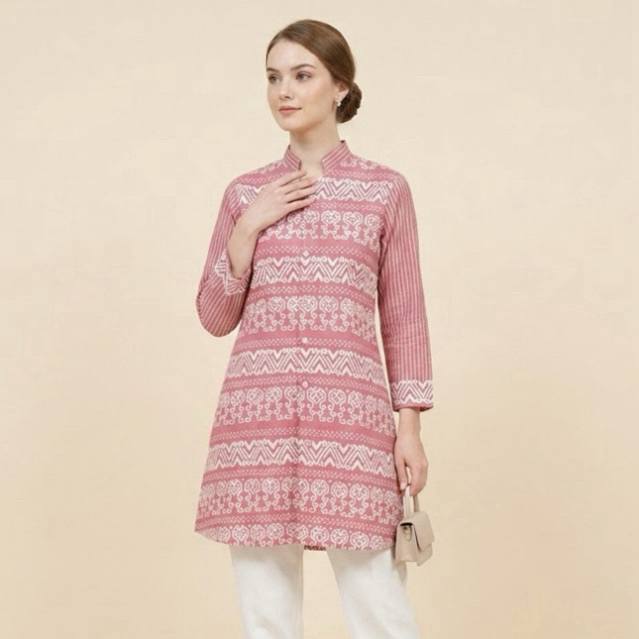 Shanaya Baju Batik Wanita Tunik Andini Batik Cap Kombinasi Adem