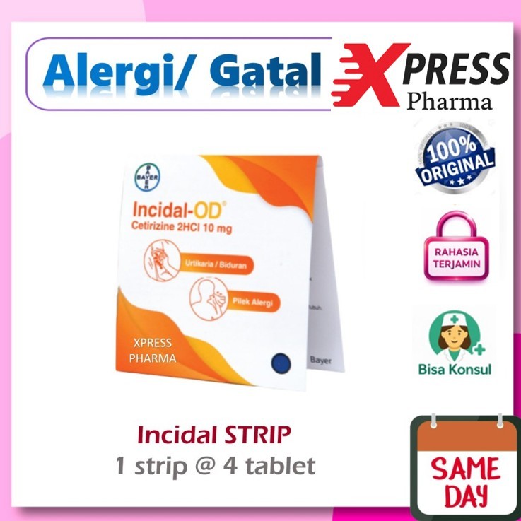 XPRESS  STRIP Incidal OD Gatal alergi Obat isi 4 Kapsul Tablet Insidal