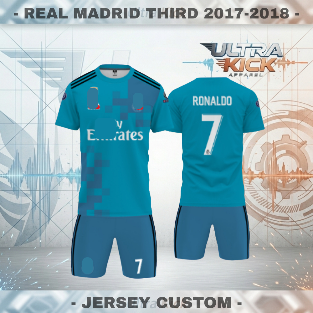 Jersey Sepak Bola Real Madrid Third 2017-2018 Pendek Jersey Custom Free Nama dan Nomor Punggung Full