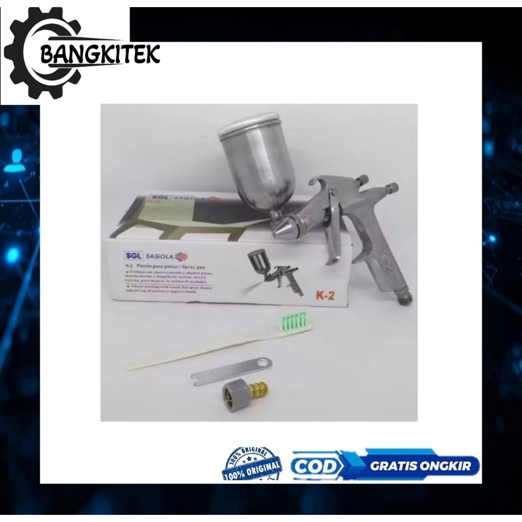 SAGOLA Spraygun Tabung Atas K2/Alat Semprot Cat Tabung Atas 200cc Nozzle 0,5mm SAGOLA ORIGINAL
