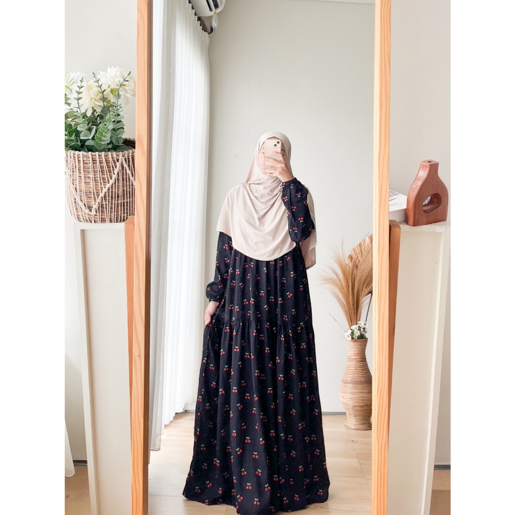 Gamis Rayon Homedress MUSLIMAH Dress syari pantai harian sehari hari oufit kajian ibu perempuan rema