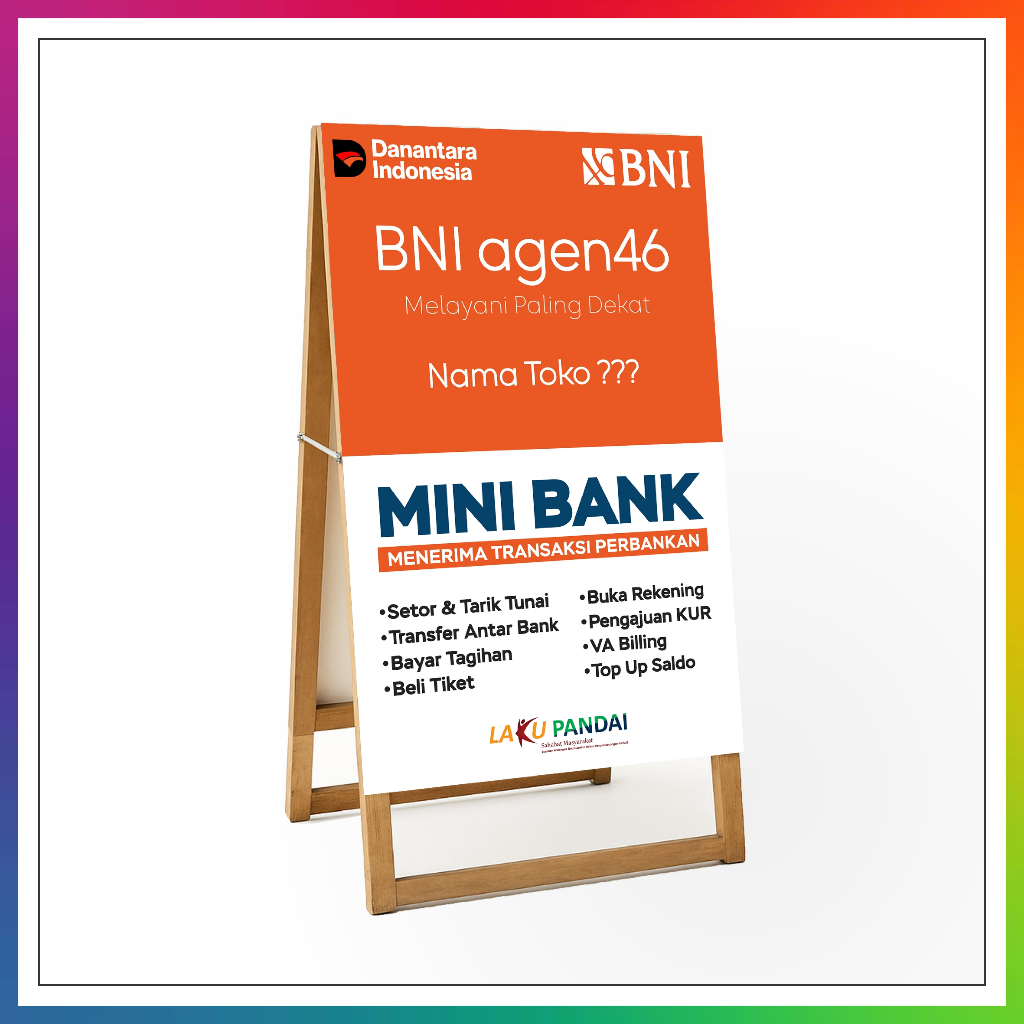 Stand Banner Kayu Agen Bank BNI 46
