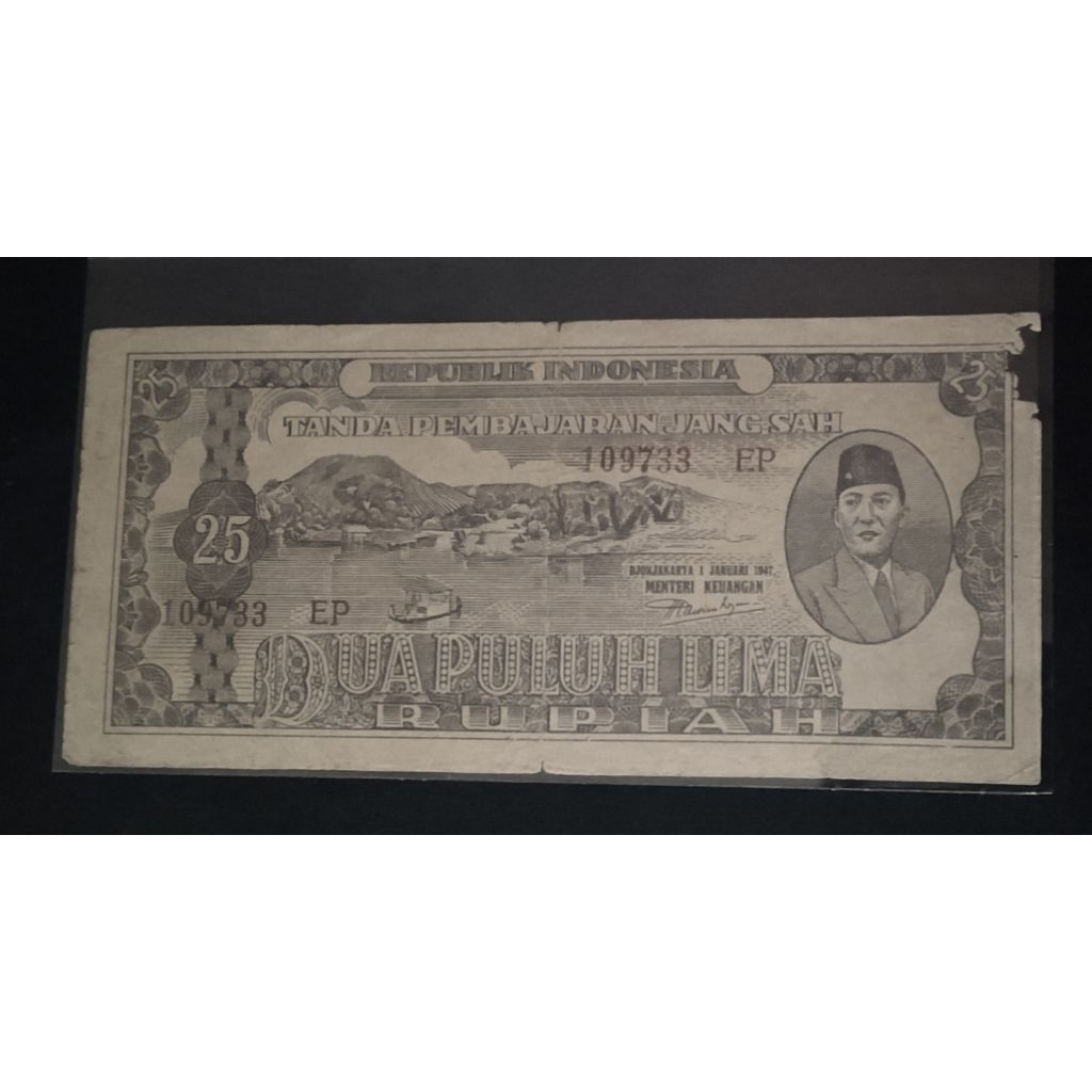 Uang Lawas Indonesia ORIDA Original Asli 25 Rupiah Thn 1947 Langka