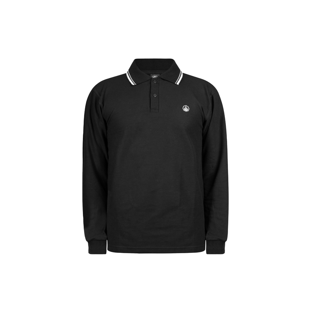 Prung Laviya Poloshirt Panjang Warna Hitam Kaos Polo Lengan Panjang Warna Hitam