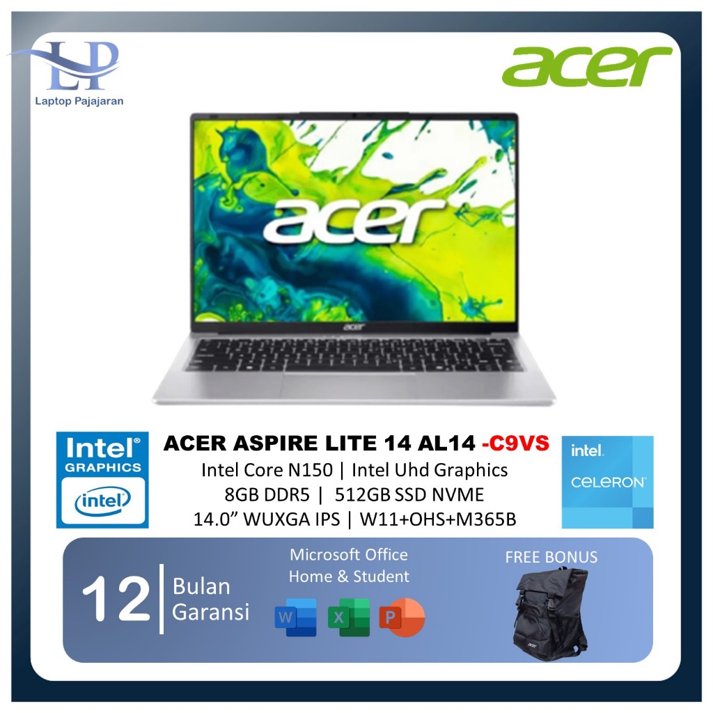 Laptop Acer Aspire Lite AL14 N150 8GB 512GB 14.0" WUXGA | Windows 11 +OHS