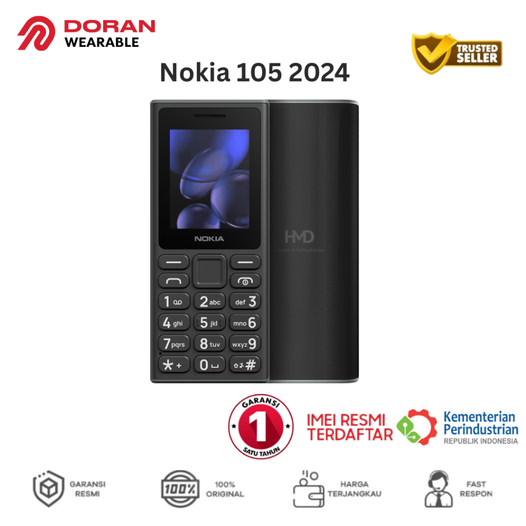 Handphone HP Nokia 105 2024 Jadul - Original Garansi Resmi 1Tahun