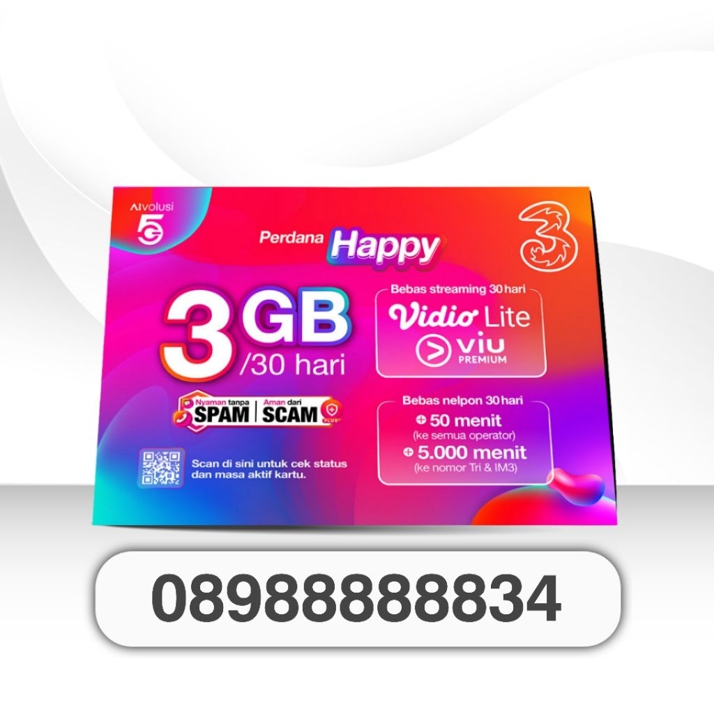 Nomor cantik tri 11 digit hexa 8 three hexa 888888 4g 5g