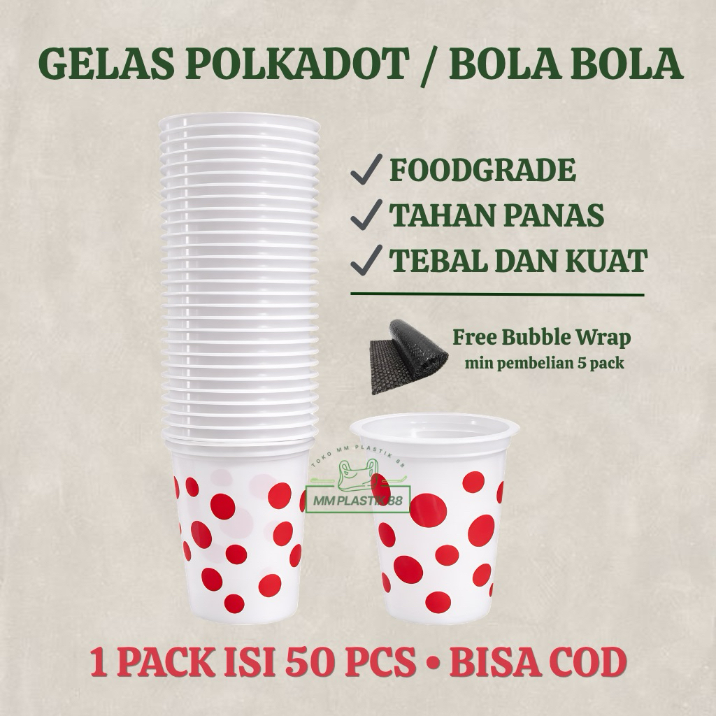 Gelas Plastik Bola / Gelas plastik Polkadot | Cocok untuk es buah es kopi es syrup | Cocok untuk aca