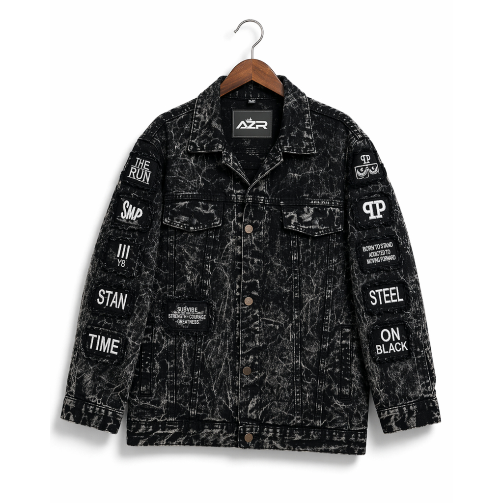Jaket Jeans Bordir Black Sandwash Jaket Denim Bordir