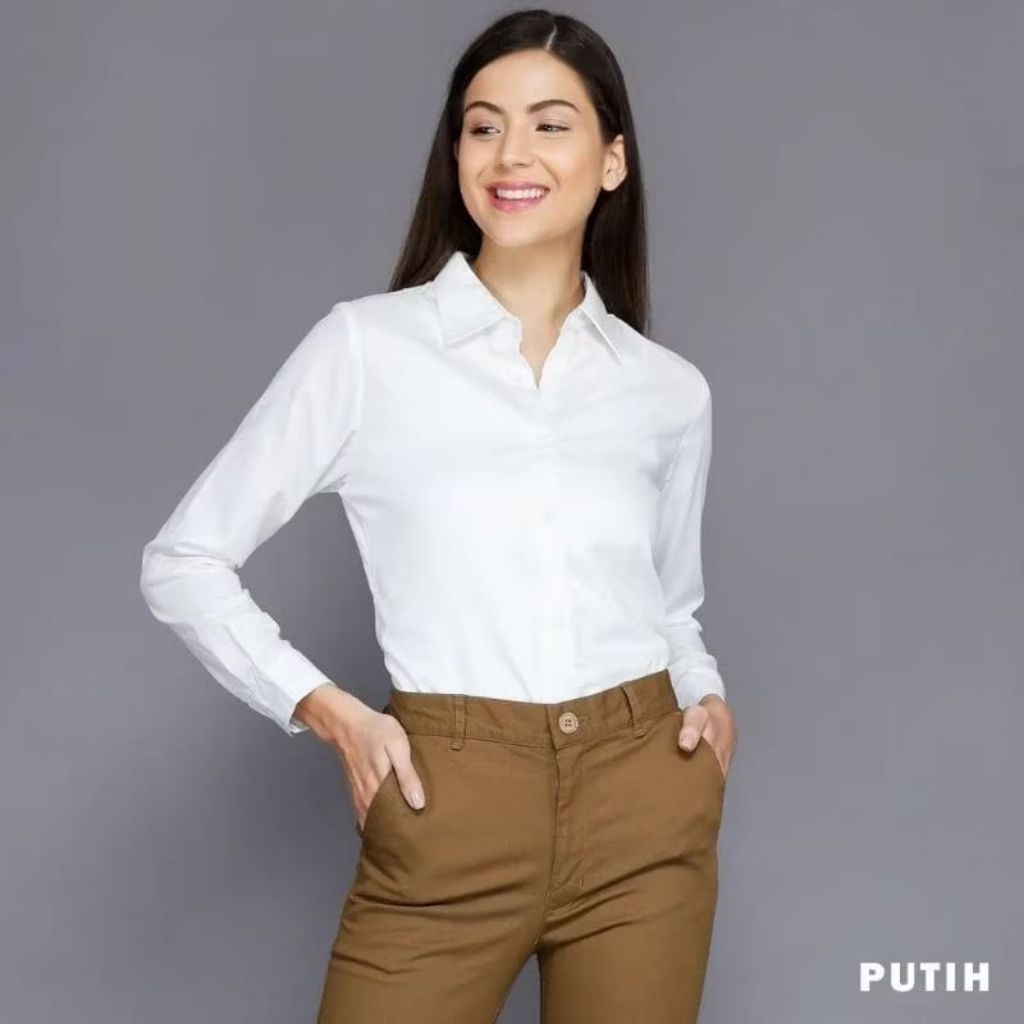 kemeja cewek polos lengan panjang