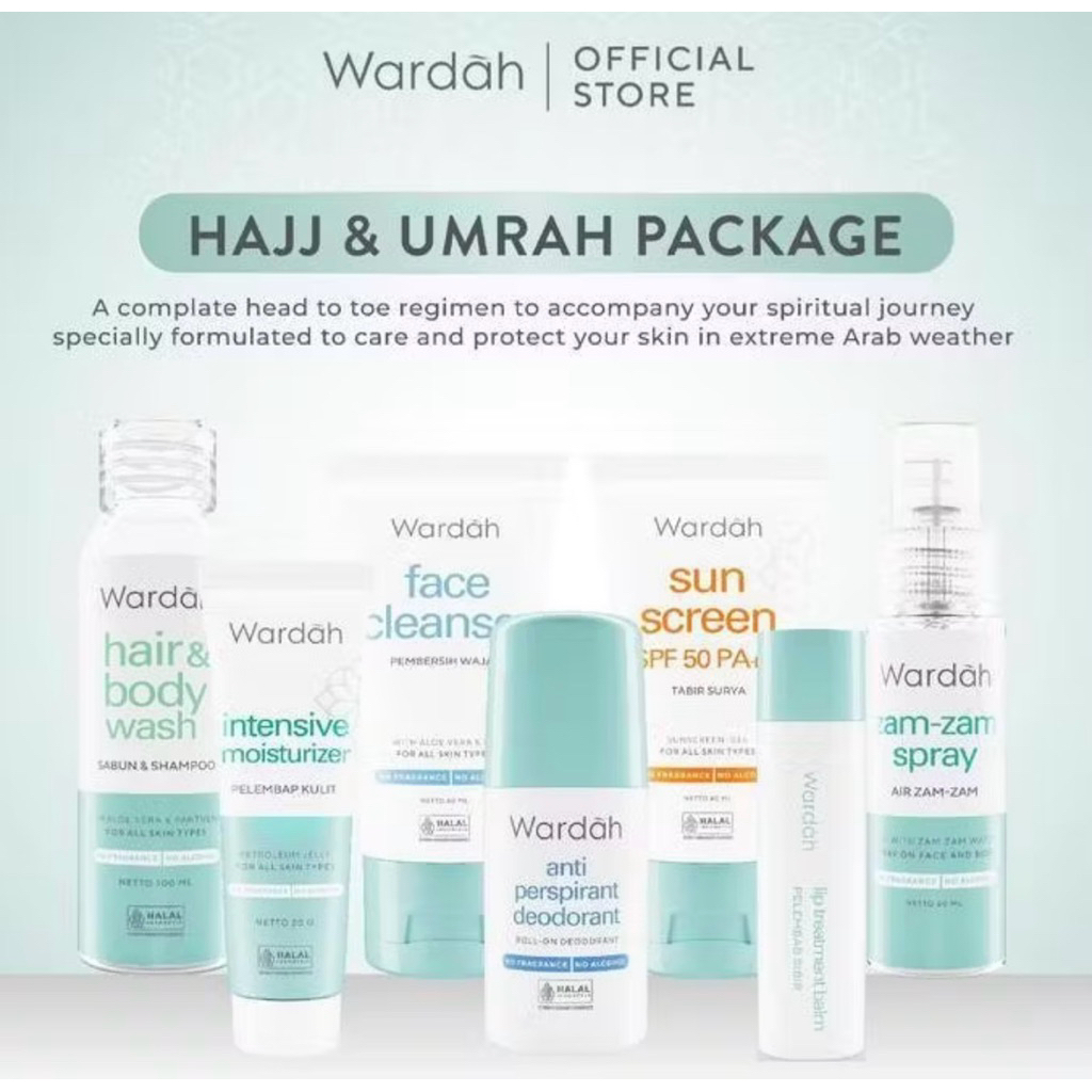 Wardah Umrah and Hajj Package - Paket Haji dan Umrah ORIGINAL 100%  - Facial Wash, Moisturizer Pelem