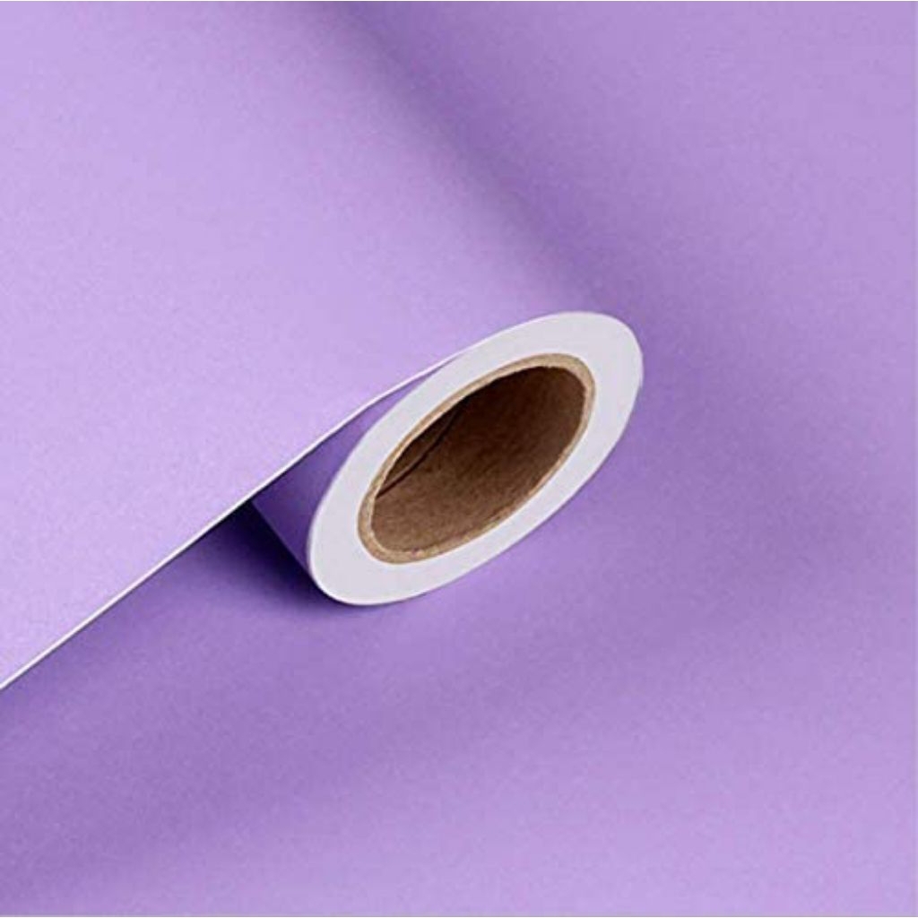 Wallpaper Stiker Dinding PVC Tebal dan Berstextur Polos Ungu Muda