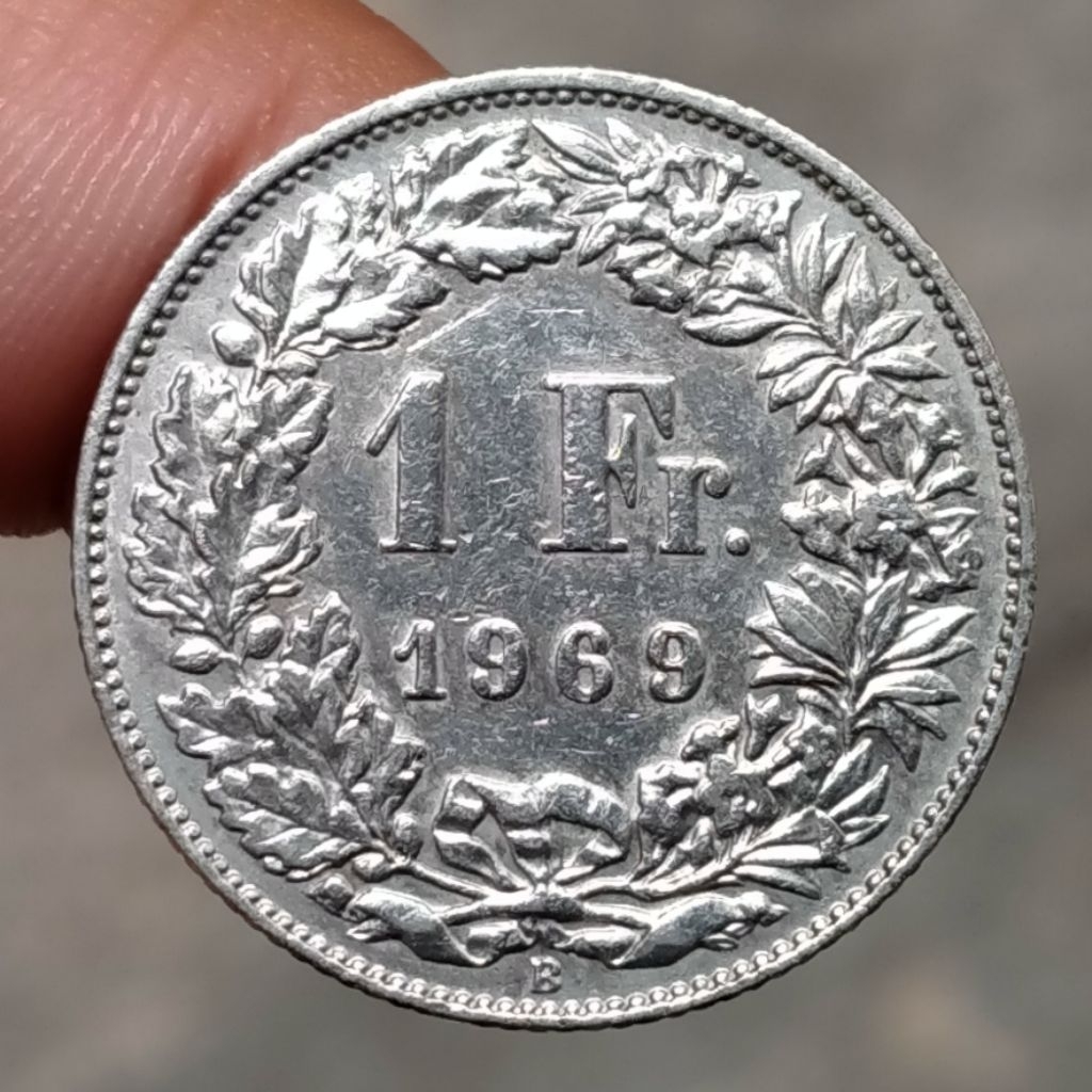 Koin Kuno Swiss 1 Franc tahun 1969
