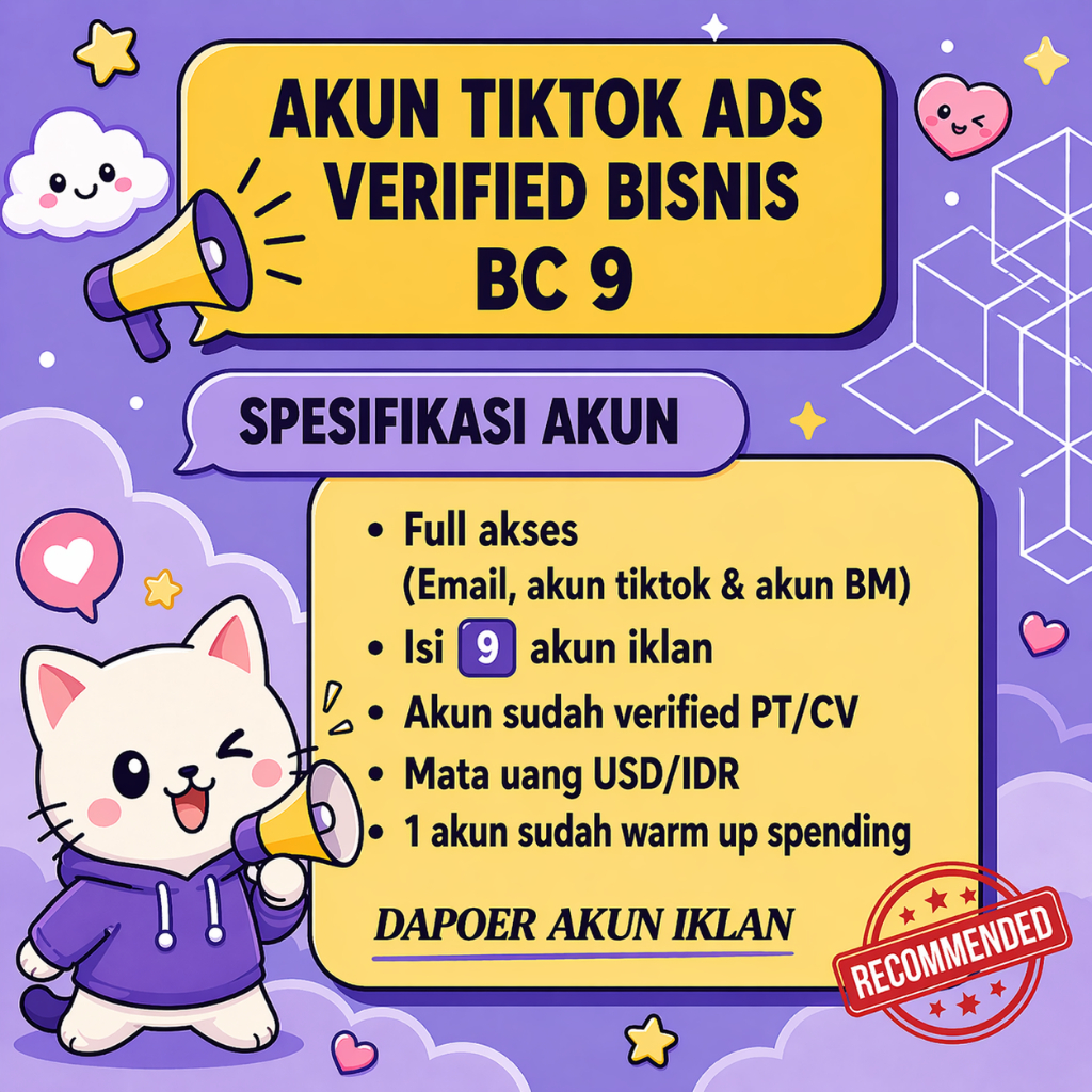 AKUN TIKTOK ADS VERIFIED ISI 9 AKUN IKLAN