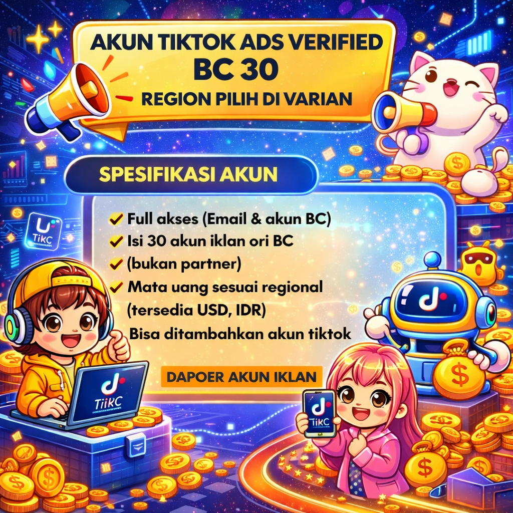 AKUN TIKTOK ADS VERIFIED ISI 30 AKUN IKLAN