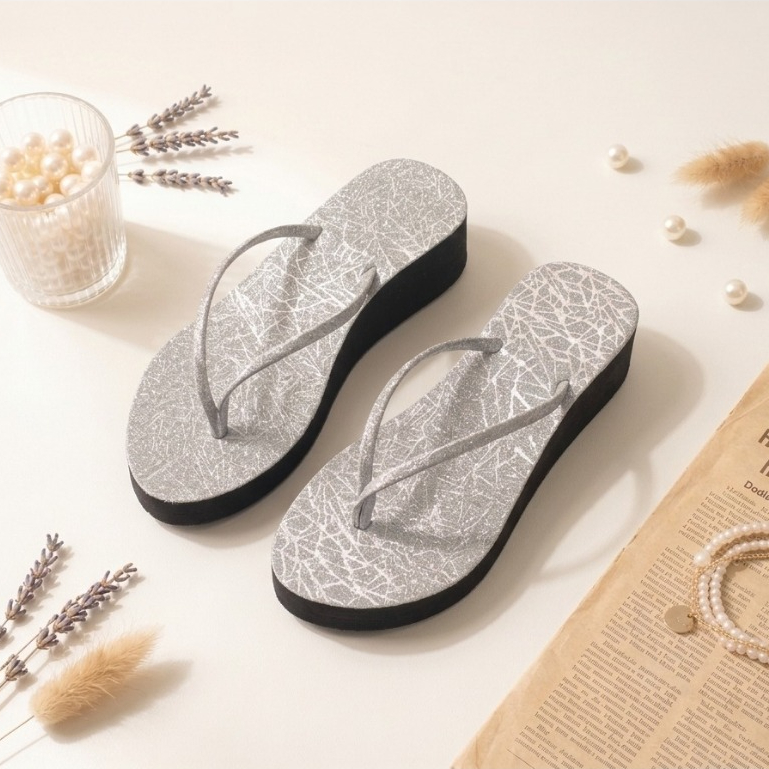 Sandal Wedges Jepit Wanita Premium Tinggi 5 cm Sendal Wedges Wanita Sol Karet