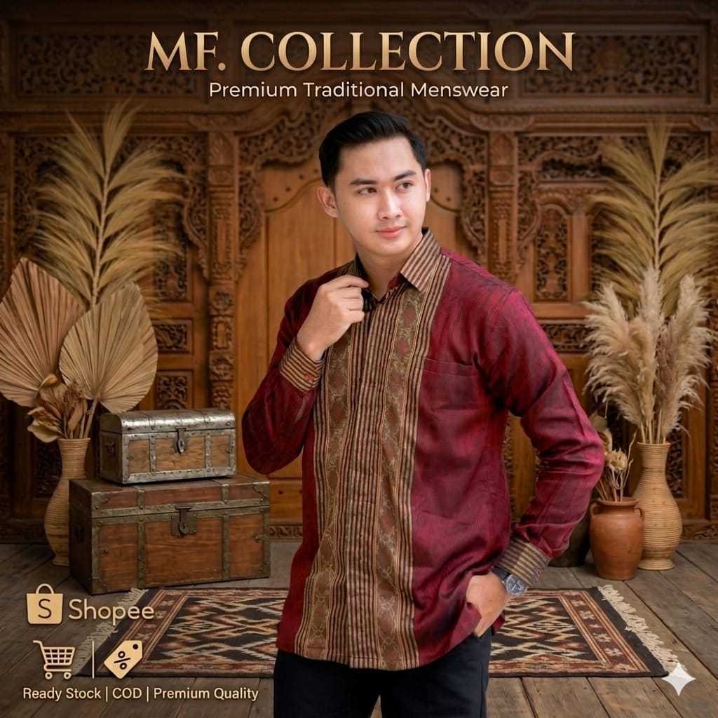 Kemeja Tenun Pria Kemeja Songket Baron Kemeja Songket Palembang